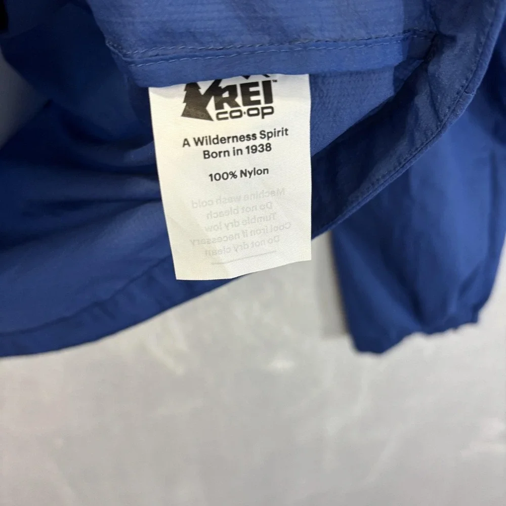 REI Co-op Lightweight Packable Hooded Windbreaker Jacket Mens Medium Blue Nylon